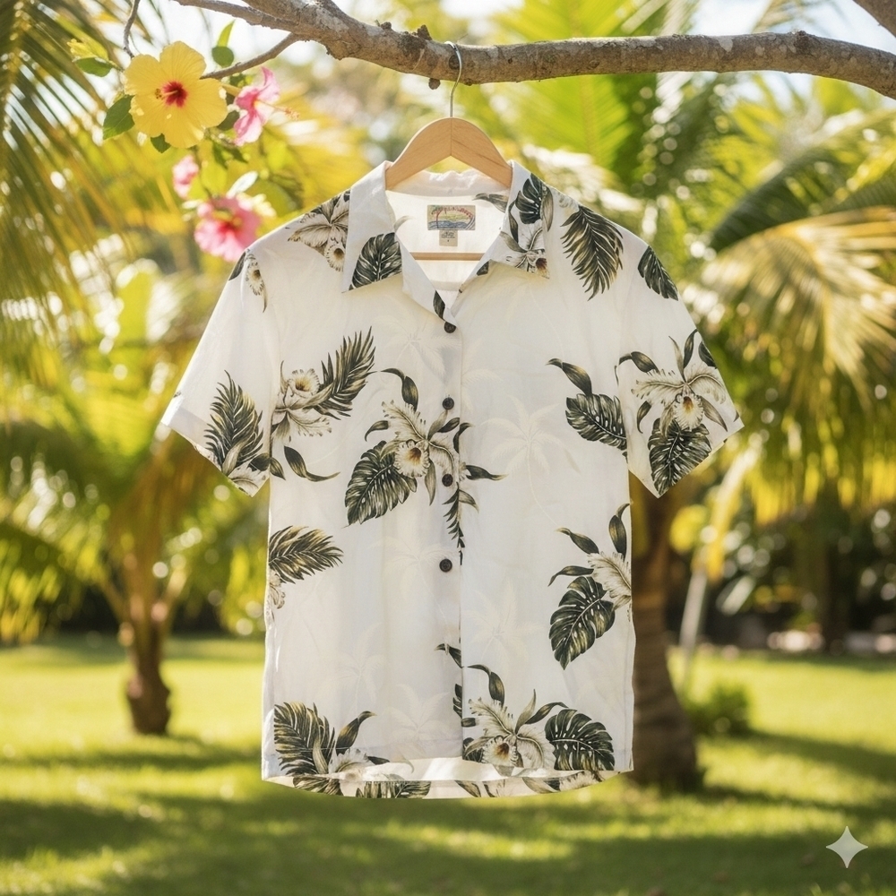 Vintage Tropical Group Womens Large Button Up Blouse Aloha Hawaii Rayon - Picture 6 of 6